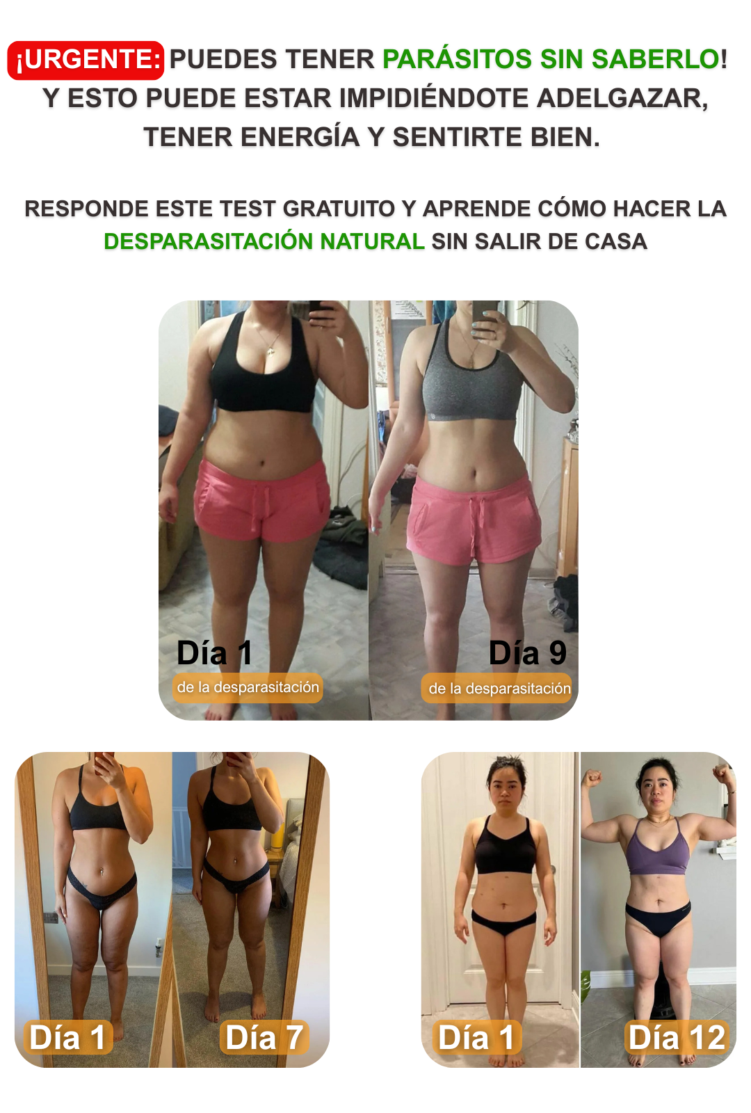 Resultados antes y después del método de desparasitación natural